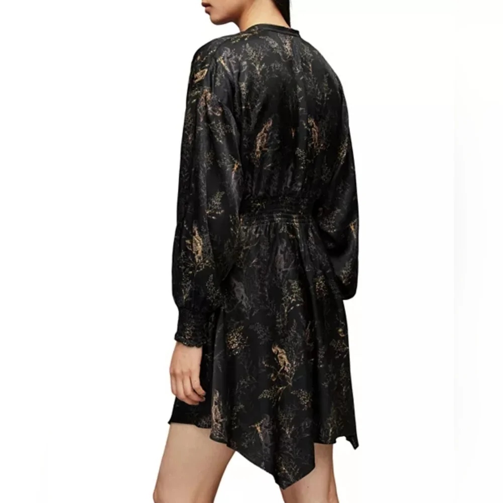 All Saints Niyah Yorick Dress Skeleton Tree Branch Design Silk Blend Halloween - Picture 3 of 13